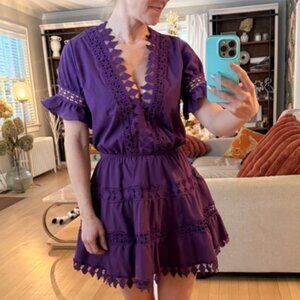 Peixoto Dress Ora Mini Eyelet Deep Purple